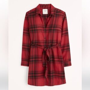 Abercrombie & Fitch Red Plaid Flannel Shirt Dress